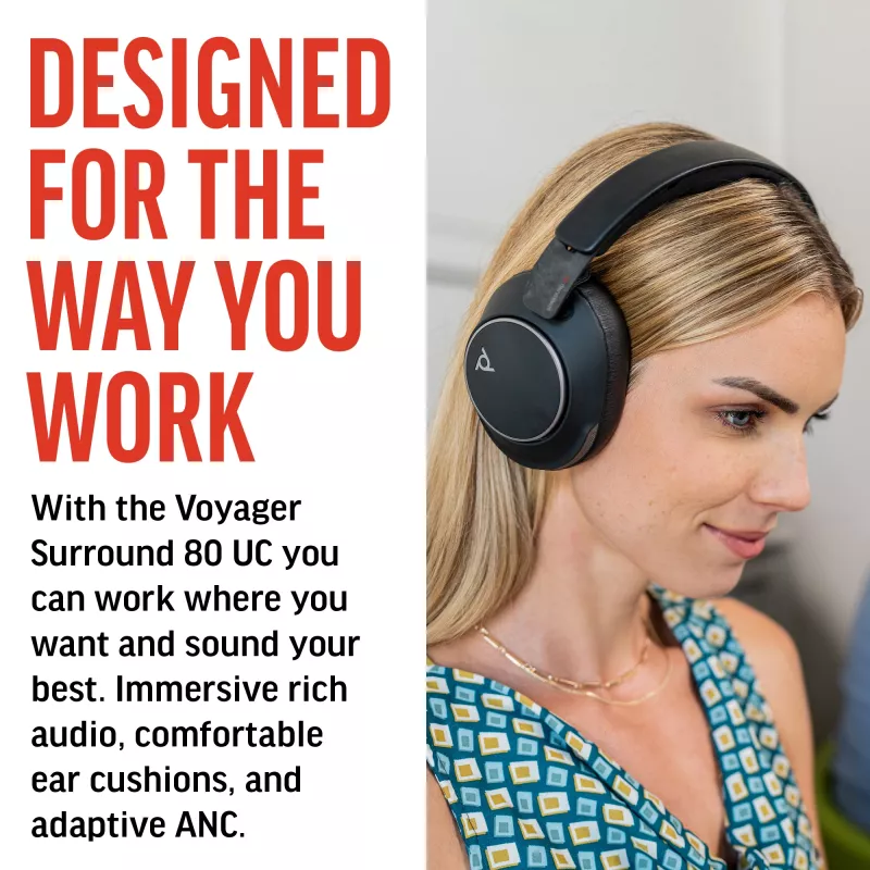 HP Poly Voyager Surround 80 UC USB-C headset + adaptér USB-C/A