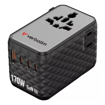 Verbatim Charge 'n' Travel 170W univerzálny cestovný adaptér čierna