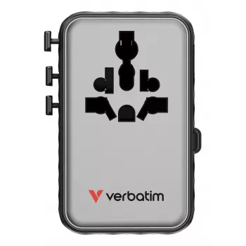 Verbatim Charge 'n' Travel 100W univerzálny cestovný adaptér so sťahovacím káblom čierna