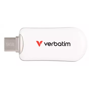 Verbatim Plectra USB-C flash disk biela 64 GB, 64 GB, USB Type-C, 3.2 Gen 1 (3.1 Gen 1), 100 MB/s, bez krytky, biela