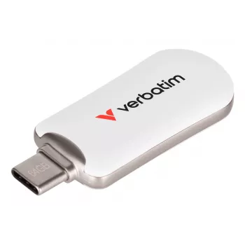 Verbatim Plectra USB-C flash disk biela 64 GB, 64 GB, USB Type-C, 3.2 Gen 1 (3.1 Gen 1), 100 MB/s, bez krytky, biela