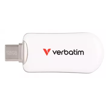 Verbatim Plectra USB-C flash disk biely 128 GB, 128 GB, USB Type-C, 3.2 Gen 1 (3.1 Gen 1), 100 MB/s, bez krytky, biely