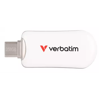 Verbatim Plectra USB-C flash disk biela 256GB, 256 GB, USB Type-C, 3.2 Gen 1 (3.1 Gen 1), 100 MB/s, bez krytky, biela