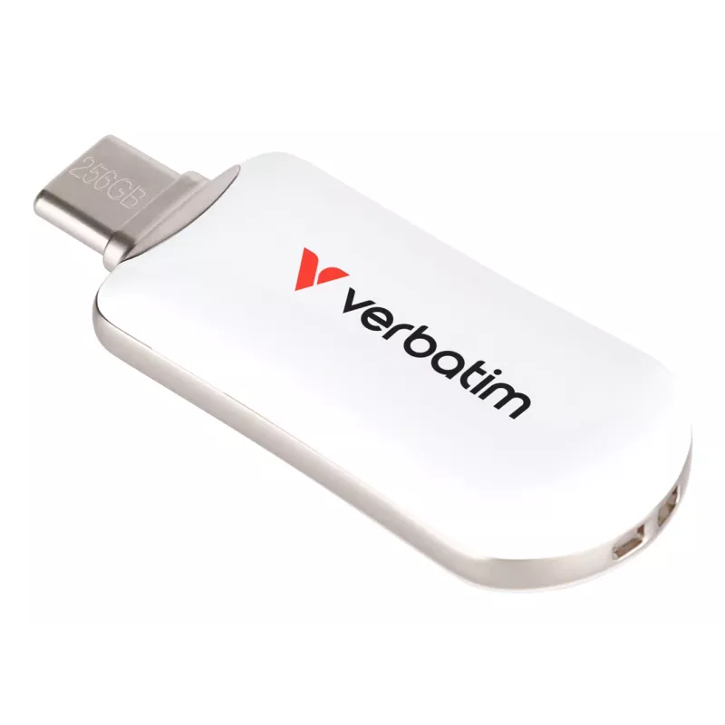 Verbatim Plectra USB-C flash disk biely 256GB, 256 GB, USB Type-C, 3.2 Gen 1 (3.1 Gen 1), 100 MB/s, bez krytky, biely