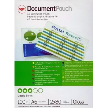GBC laminovacia fólia A6 80 mikrónov, lesklá, transparentná, A6, 111 mm, 154 mm, 100 kusov