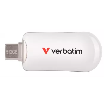 Verbatim Plectra USB-C flash disk biela 512GB, 512 GB, USB Type-C, 3.2 Gen 1 (3.1 Gen 1), 100 MB/s, bez krytky, biela