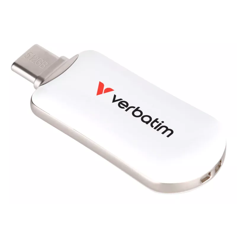 Verbatim Plectra USB-C flash disk biely 512GB, 512 GB, USB Type-C, 3.2 Gen 1 (3.1 Gen 1), 100 MB/s, bez krytky, biely