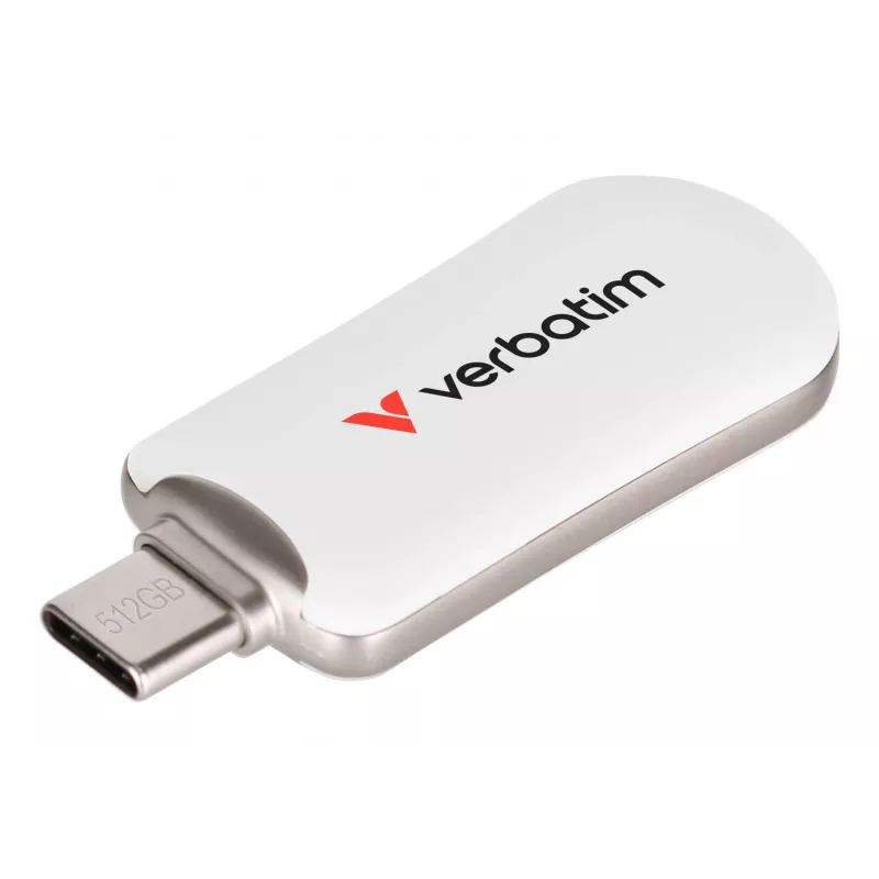 Verbatim Plectra USB-C flash disk biely 512GB, 512 GB, USB Type-C, 3.2 Gen 1 (3.1 Gen 1), 100 MB/s, bez krytky, biely