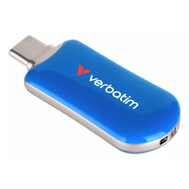 Verbatim Plectra USB-C flash disk modrý 512GB, 512 GB, USB Type-C, 3.2 Gen 1 (3.1 Gen 1), 100 MB/s, bez krytky, modrý