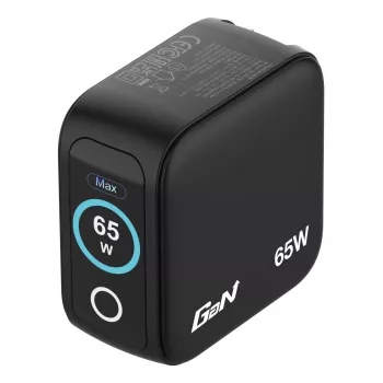 Verbatim Mini GaN nabíjačka 65W s displejom, interiérová, AC, 20 V, čierna