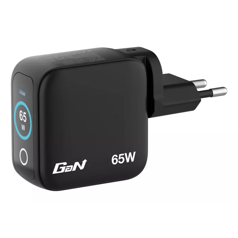 Verbatim Mini GaN nabíjačka 65W s displejom, interiérová, AC, 20 V, čierna