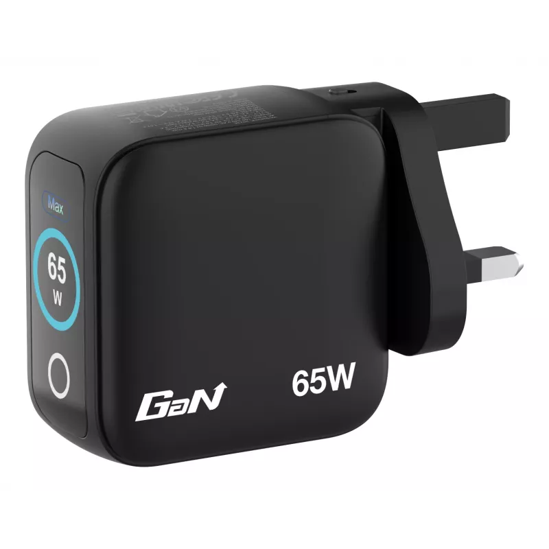 Verbatim Mini GaN nabíjačka 65W s displejom, interiérová, AC, 20 V, čierna