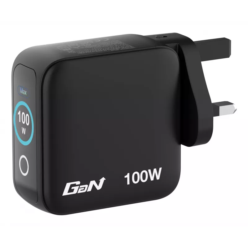 Verbatim Mini GaN nabíjačka 100W s displejom, interiérová, AC, 20 V, čierna