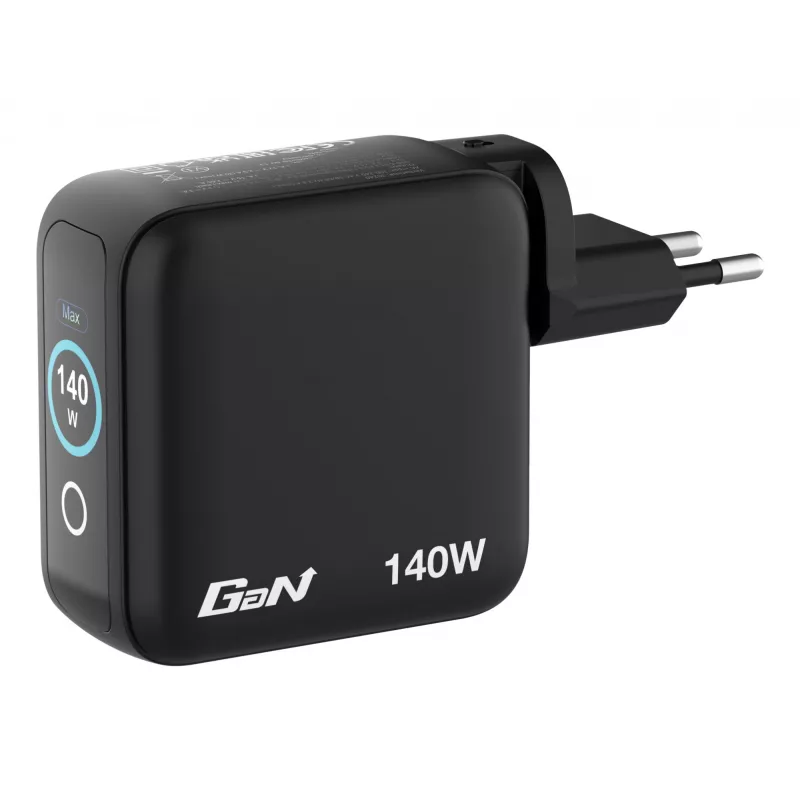 Verbatim Mini GaN nabíjačka 140W s displejom, interiérová, AC, 28 V, čierna