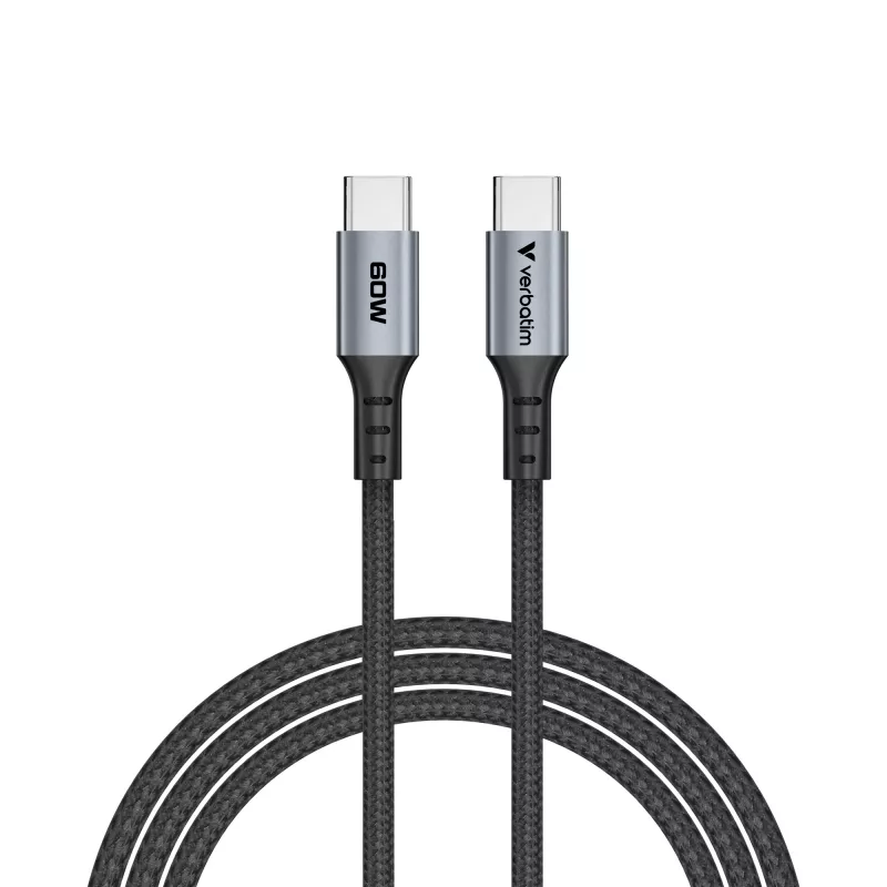 Verbatim Sync & Charge kábel – 60W USB-C na USB-C 120 cm, 1,2 m, USB C, USB C, USB 2.0, 0,48 Gbit/s, čierny