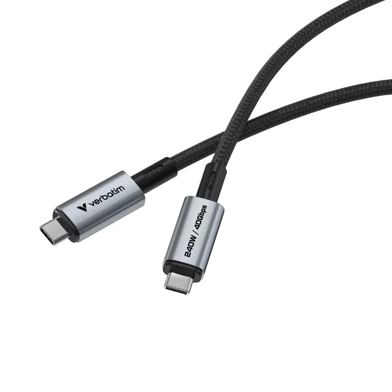 Verbatim Sync & Charge USB C na USB C 240W 40 Gbit/s 120 cm, 1,2 m, USB C, USB C, USB4 Gen 2x2, 40 Gbit/s, čierna