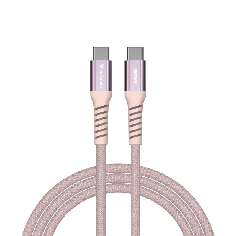 Verbatim Sync & Charge magnetický kábel – 60 W USB-C na USB-C, 120 cm, ružový