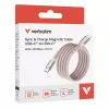 Verbatim Sync & Charge magnetický kábel – 60 W USB-C na USB-C, 120 cm, ružový