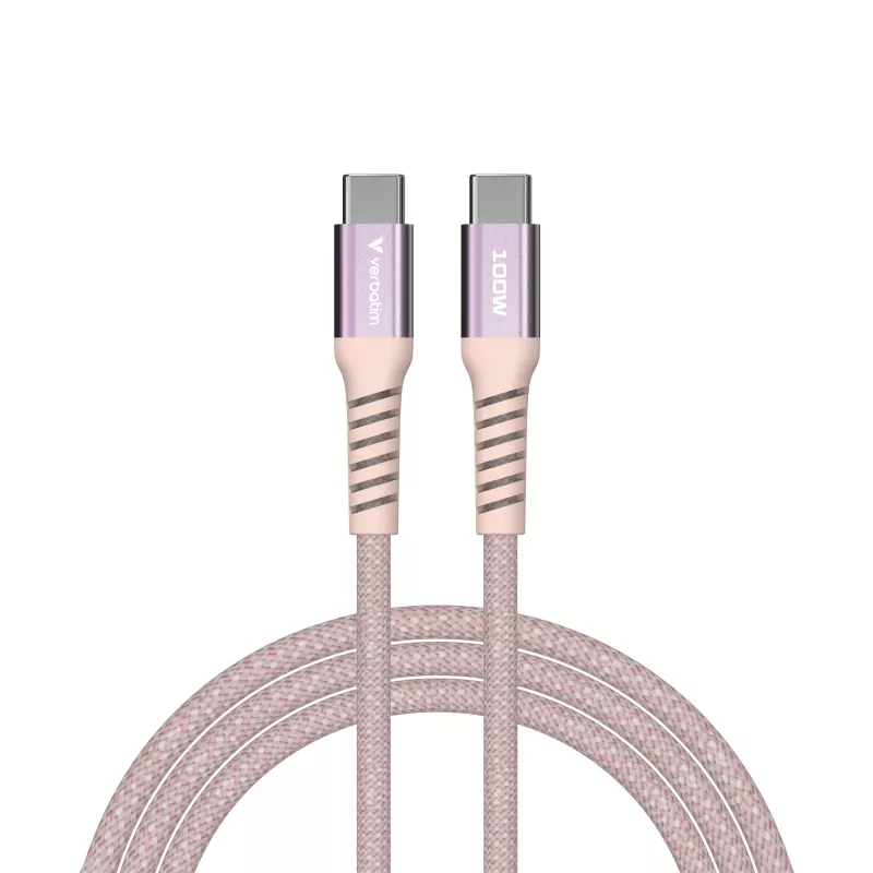 Verbatim Sync & Charge magnetický kábel – 100W USB-C na USB-C, 120 cm, ružový