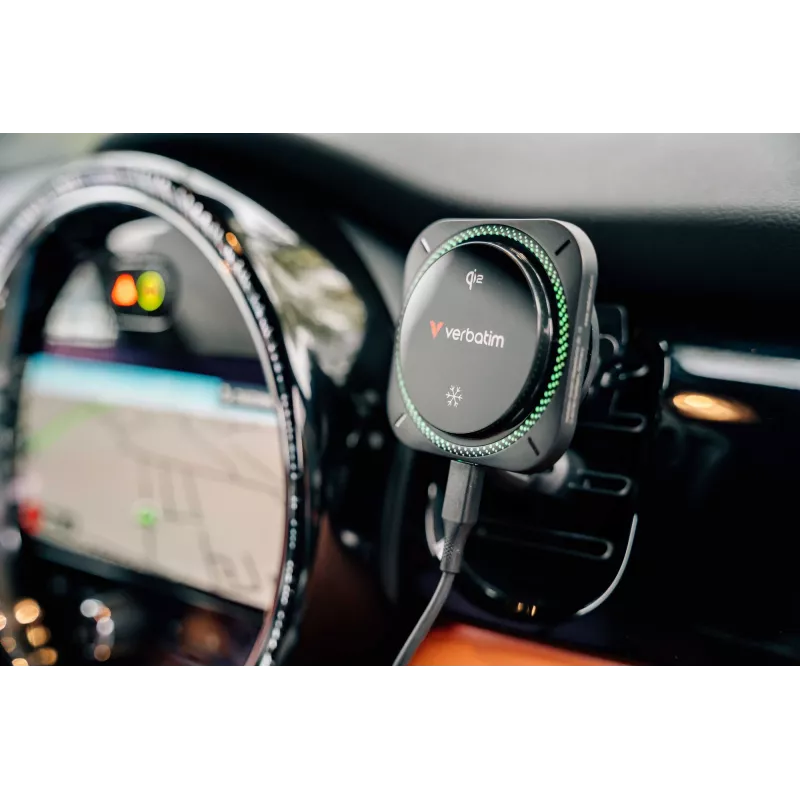Verbatim Charge 'n' Drive Qi2 magnetická bezdrôtová autonabíjačka RGB