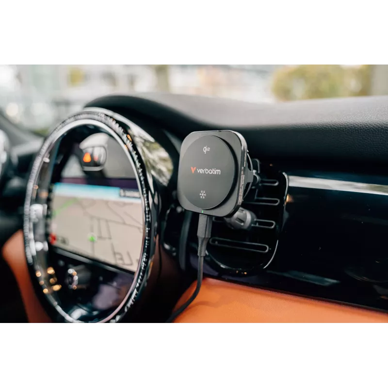 Verbatim Charge 'n' Drive Qi2 magnetická bezdrôtová autonabíjačka, auto, USB, bezdrôtové nabíjanie, 1 m, čierna
