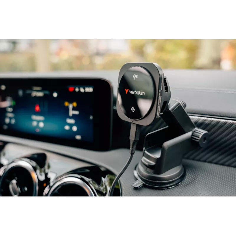 Verbatim Charge 'n' Drive Qi2 magnetická bezdrôtová autonabíjačka, auto, USB, bezdrôtové nabíjanie, 1 m, čierna
