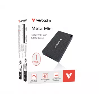 Verbatim Metal Mini SSD USB-C 3.2 Gen 2 1 TB, 1 TB, USB Type-C, USB 3.2 Gen 2x2, 2000 MB/s, 10 Gbit/s, sivá