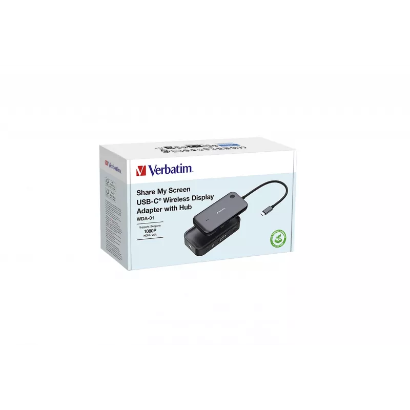 Verbatim Share My Screen 1080p USB-C bezdrôtový adaptér displeja s hubom WDA-01