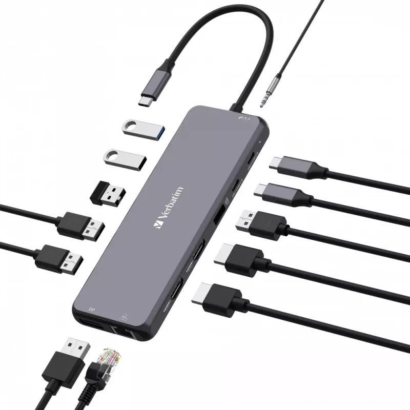 Verbatim CMH-13 USB Type-C hub 10000 Mbit/s strieborný