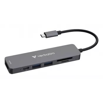 Verbatim USB-C Essentials multiport hub 6 portov: HDMI, USB-C PD, USB-A 3.2 Gen 1, USB-A, SD & microSD