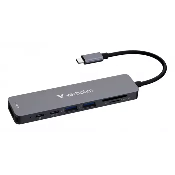 Verbatim USB-C Essentials multiport hub 7 portov: HDMI, USB-C, USB-C 3.2 Gen 1, 2 x USB-A 3.2 Gen 1, SD & microSD