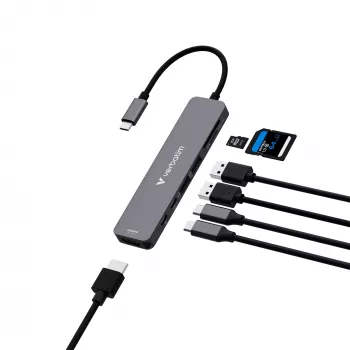 Verbatim USB-C Essentials multiport hub 7 portov: HDMI, USB-C, USB-C 3.2 Gen 1, 2 x USB-A 3.2 Gen 1, SD & microSD