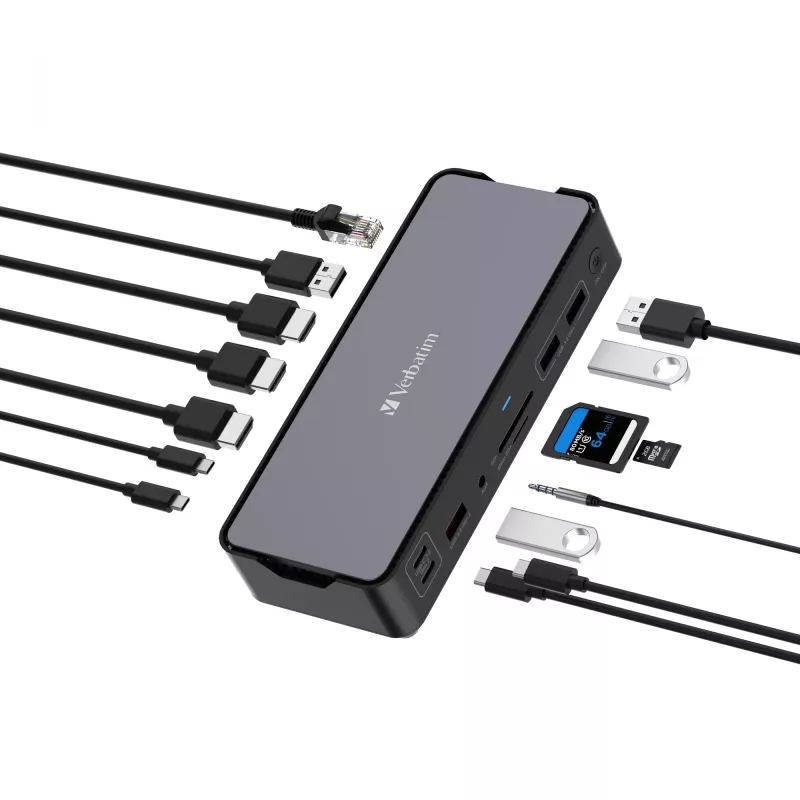 Verbatim CDS-15 káblový USB 3.2 Gen 1 (3.1 Gen 1) Type-C čierna, sivá