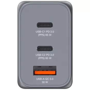 Verbatim GNC-65 GaN nabíjačka 65W s 2 x USB-C PD 65W / 1 x USB-A QC 3.0 (EU/UK/US)