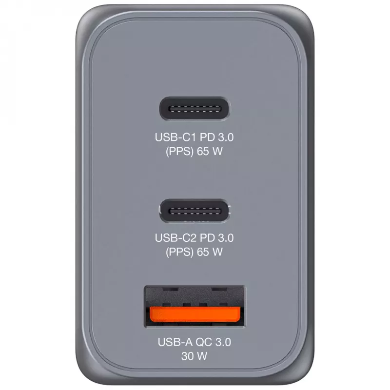 Verbatim GNC-65 GaN nabíjačka 65W s 2 x USB-C PD 65W / 1 x USB-A QC 3.0 (EU/UK/US)