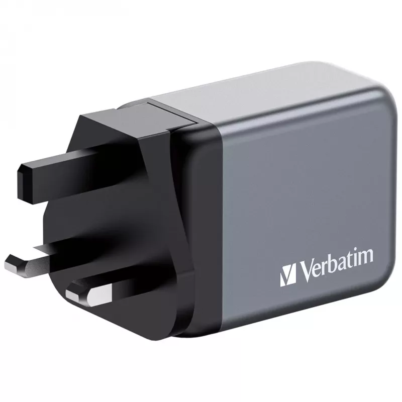 Verbatim GNC-65 GaN nabíjačka 65W s 2 x USB-C PD 65W / 1 x USB-A QC 3.0 (EU/UK/US)