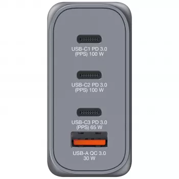 Verbatim GNC-100 GaN nabíjačka 100W s 2 x USB-C PD 100W / 1 x USB-C PD 65W / 1 x USB-A QC 3.0 (EU/UK/US)