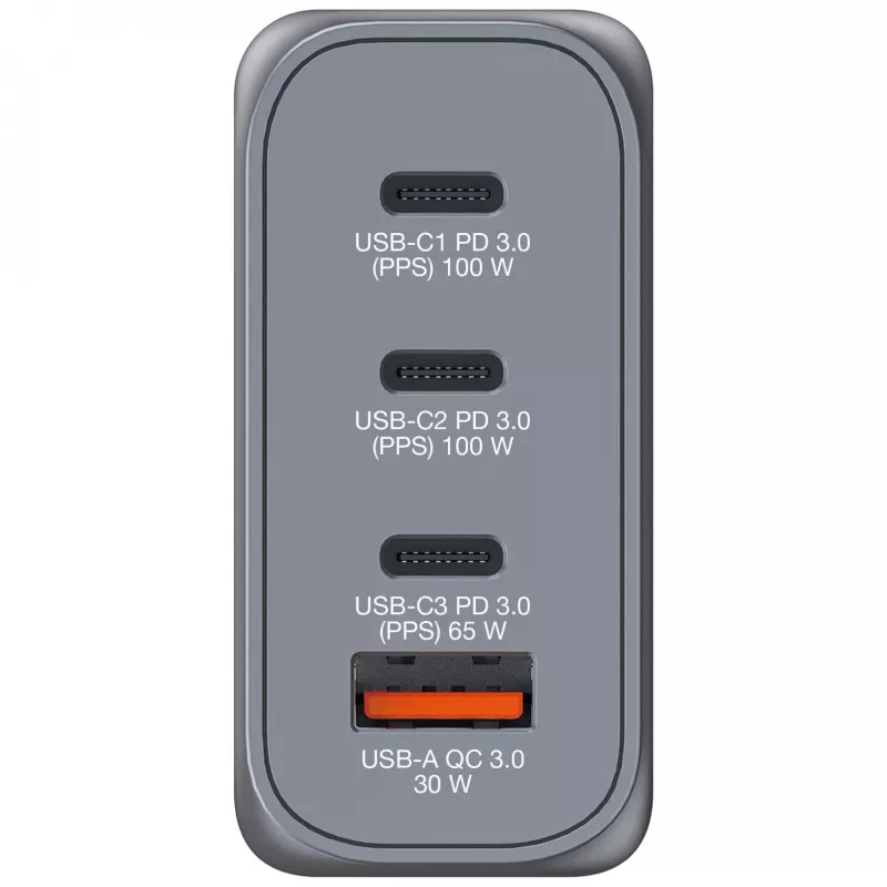 Verbatim GNC-100 GaN nabíjačka 100W s 2 x USB-C PD 100W / 1 x USB-C PD 65W / 1 x USB-A QC 3.0 (EU/UK/US)