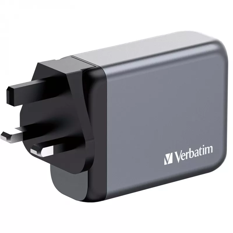 Verbatim GNC-100 GaN nabíjačka 100W s 2 x USB-C PD 100W / 1 x USB-C PD 65W / 1 x USB-A QC 3.0 (EU/UK/US)
