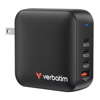 Verbatim Mini GaN nabíjačka 165W 4 porty US konektor s EU a UK adaptérmi