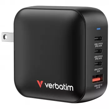 Verbatim Mini GaN nabíjačka 100W 4 porty US konektor s EU a UK adaptérmi