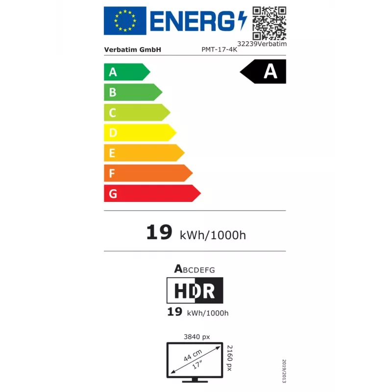 Monitor Verbatim prenosný dotykový 17,3 palca 4K Ultra HD LCD 3840 x 2160