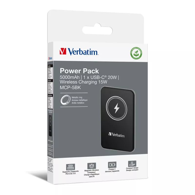 Powerbank VERBATIM Charge AnA Go 5000 mAh magnetická bezdrôtová, čierna