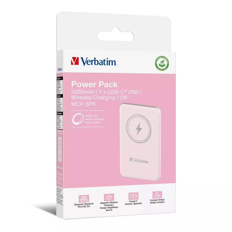 Verbatim Charge 'n' Go magnetická bezdrôtová powerbank 5000mAh ružová
