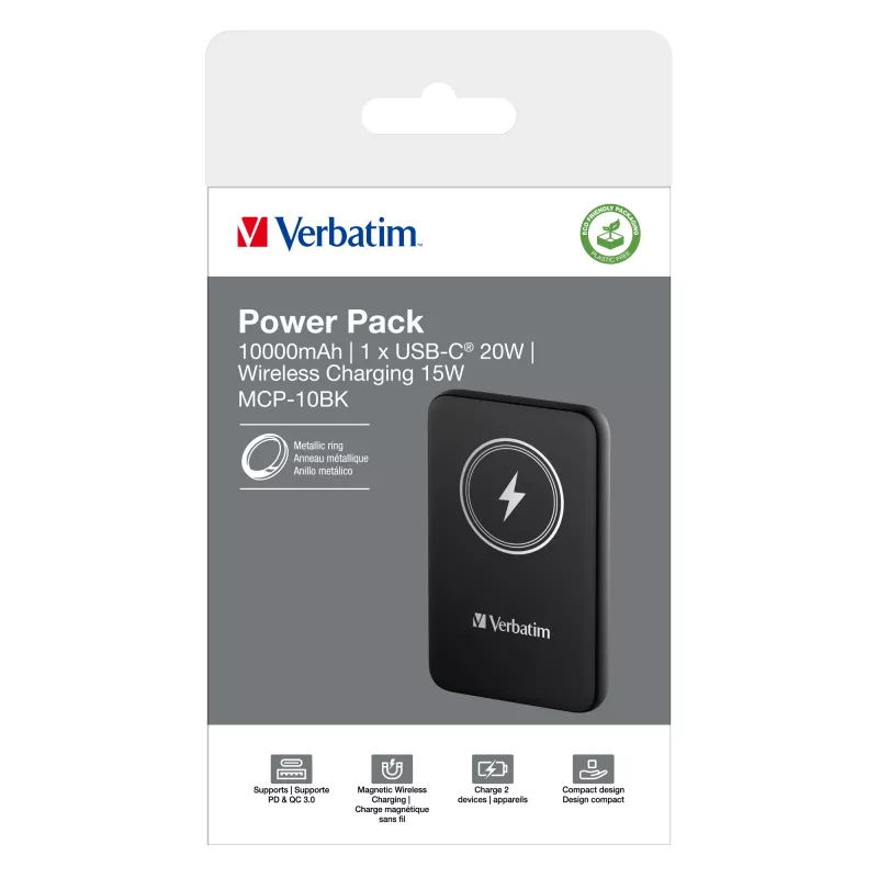 Verbatim Charge 'n' Go magnetická bezdrôtová powerbank 10000mAh čierna