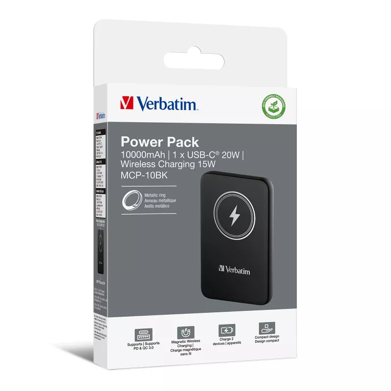 Verbatim Charge 'n' Go magnetická bezdrôtová powerbank 10000mAh čierna