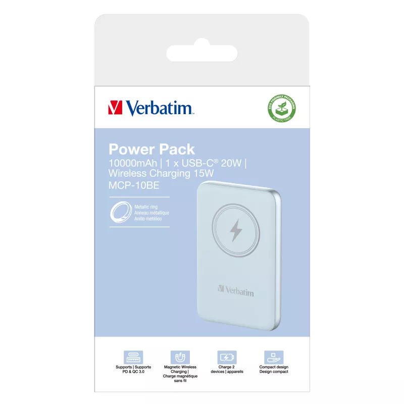 Verbatim Charge 'n' Go magnetická bezdrôtová powerbank 10000mAh modrá