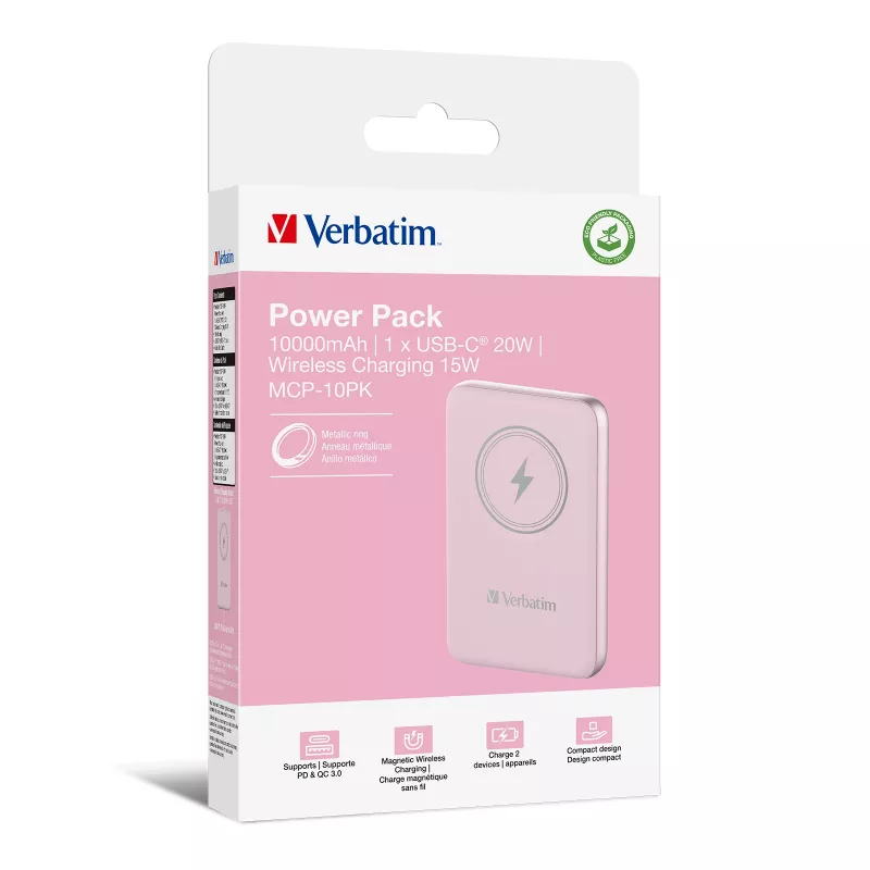 Verbatim Charge 'n' Go magnetická bezdrôtová powerbank 10000mAh ružová