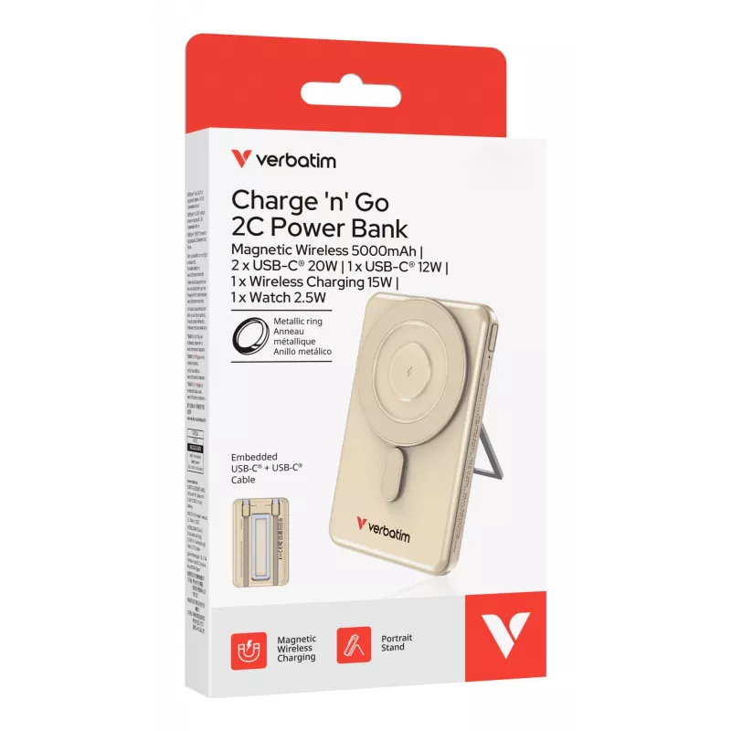 Verbatim Charge'n'G0 2C powerbank 5000 mAh zlatá