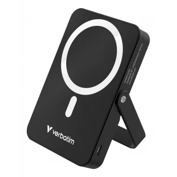 Verbatim Charge 'n' Go magnetická bezdrôtová powerbank so stojanom – 10000 mAh čierna